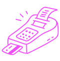 Icon of mobile PDQ terminal showing wireless payment flexibility