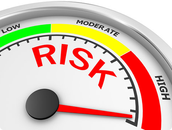 Risk meter showing high risk level, indicating business categories considered restricted or high-risk for banking