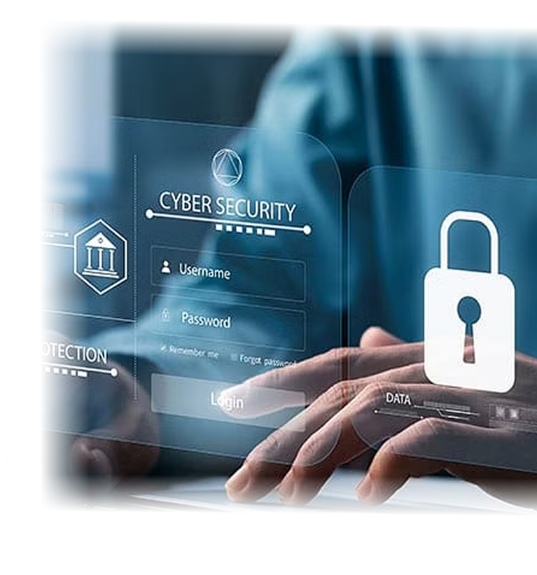 Cybersecurity interface showing secure online payment systems and fraud prevention technologies