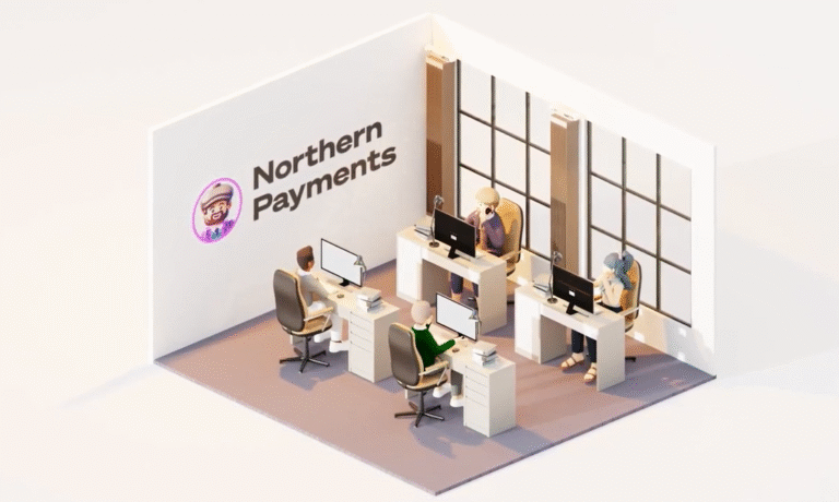 Illustration of Northern Payments support team helping customers